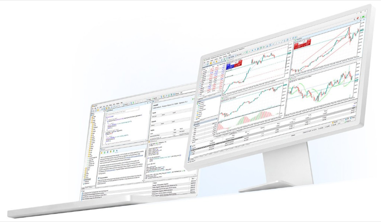 MetaTrader 5 WebTerminal 宣传图：浏览器中打开网页版交易平台与图表窗口